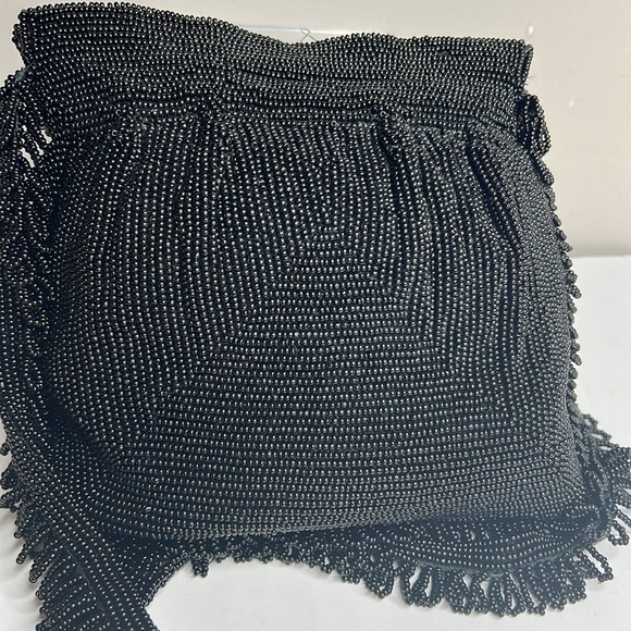 Delill Hand Made Black Beaded Tassels Snap Shoulder Bag - Picture 5 of 12